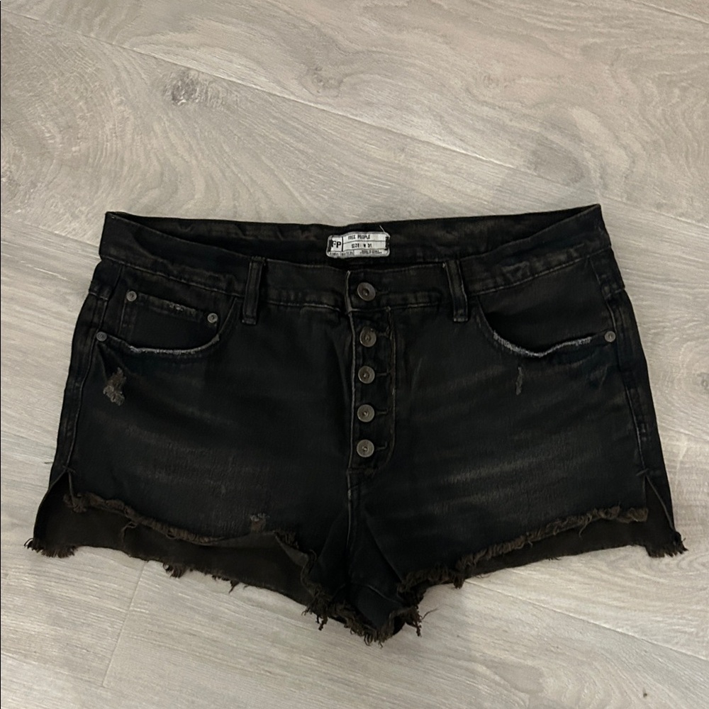 Free People Black Denim Shorts